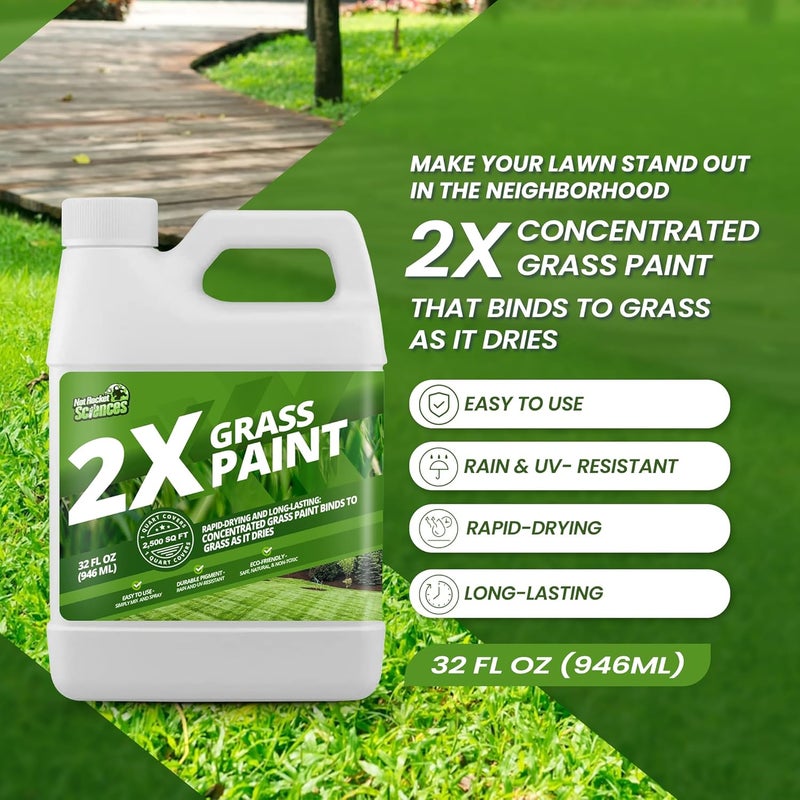 Not Rocket Sciences 32oz 2X Green Grass Paint for Lawn, Ideal Turf Paint & Green Lawn Spray to Renew Discolored Lawns, Concentrated Grass Dye, Premium Colorant for Vibrant and Lush Greener Lawns - Image 2